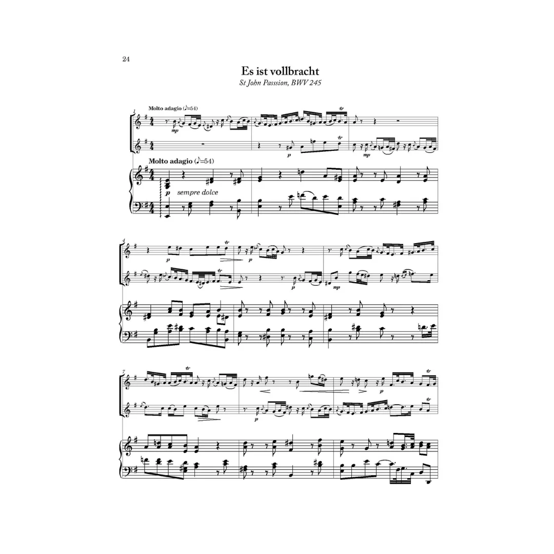 Bach Four Passion Arias for two violins and piano or organ. Arranged by Elisabeth Parry and John Alley. Intermediate-Advanced violin duets with keyboard for worship, church and concert performance.
