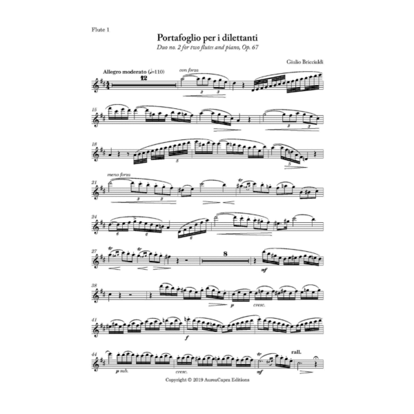 Briccialdi Portafoglio per i Dilettanti op. 67 ed. Elisabeth Parry, John Alley. Virtuoso concert duo for two flutes and piano.