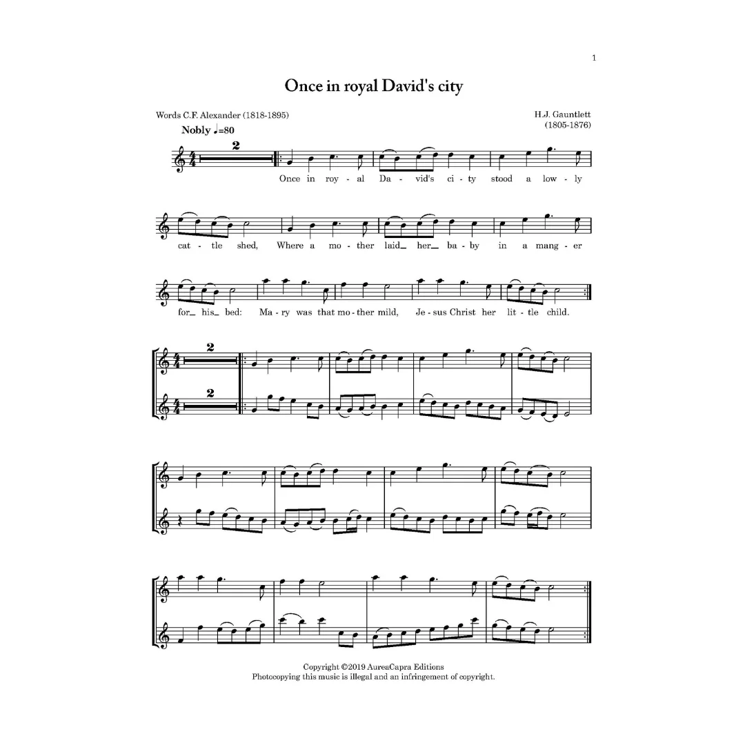 A Calendar of Carols by Elisabeth Parry and John Alley. Traditional christmas carols for flute, flute duet, piano.