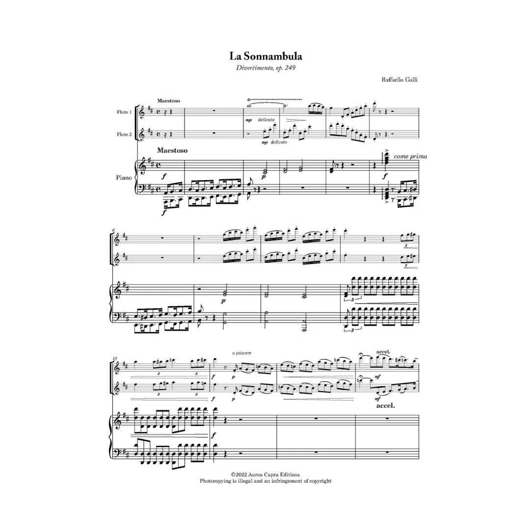 Raffaello Galli Two Fantasies. Music for two flutes and piano. Advanced duet, concert encore for two flutes.
