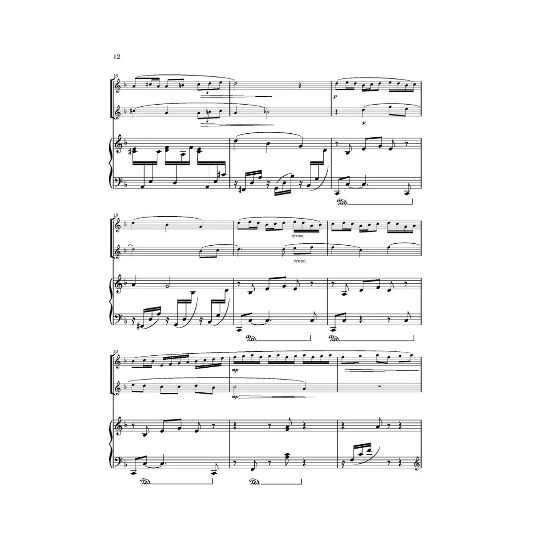 Mélodie. French flute music by Fauré, Chausson, Hahn, and Hüe arranged for two flutes and piano by Elisabeth Parry and John Alley. Intermediate flute duets. Short concert and encore pieces for flute.